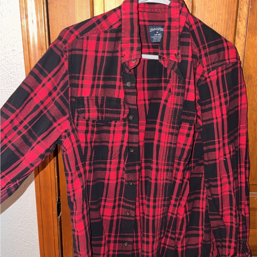 St. John's Bay Red and Black Plaid Shirt